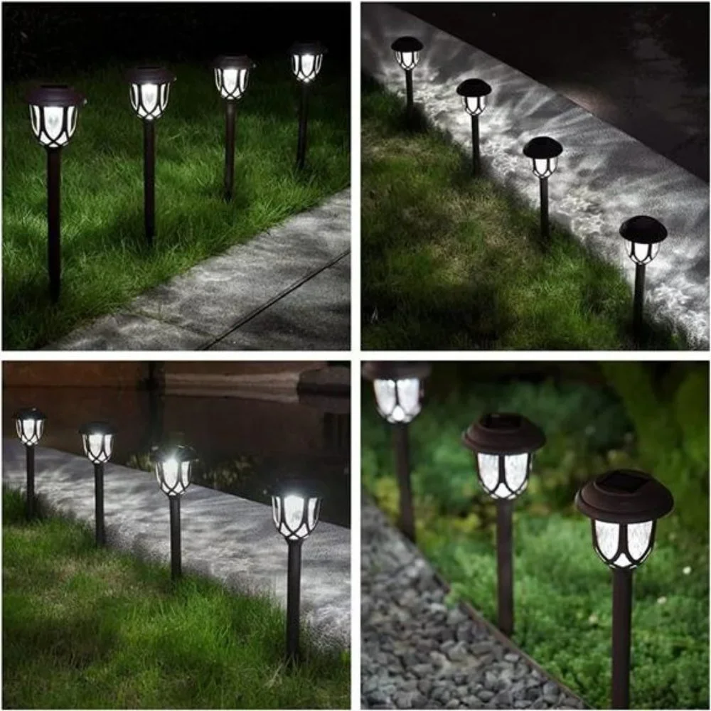 10 Pack Solar Lights Outdoor, Solar Pathway Lights Outdoor (Brown, Cool White)